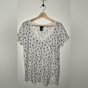 Torrid White and Black Cactus Short Sleeve T-Shirt